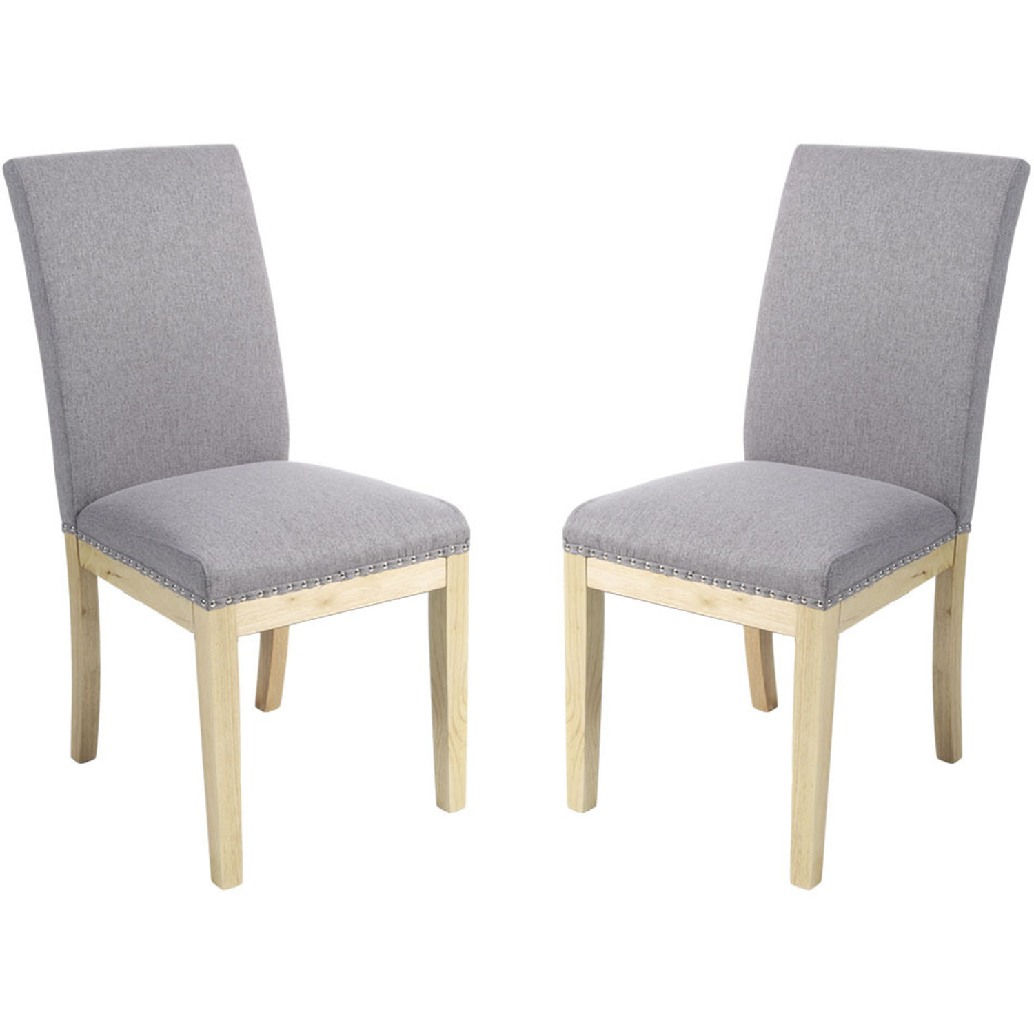 2 Pieces Modern Upholstered Linen Dining Chairs - Grey
