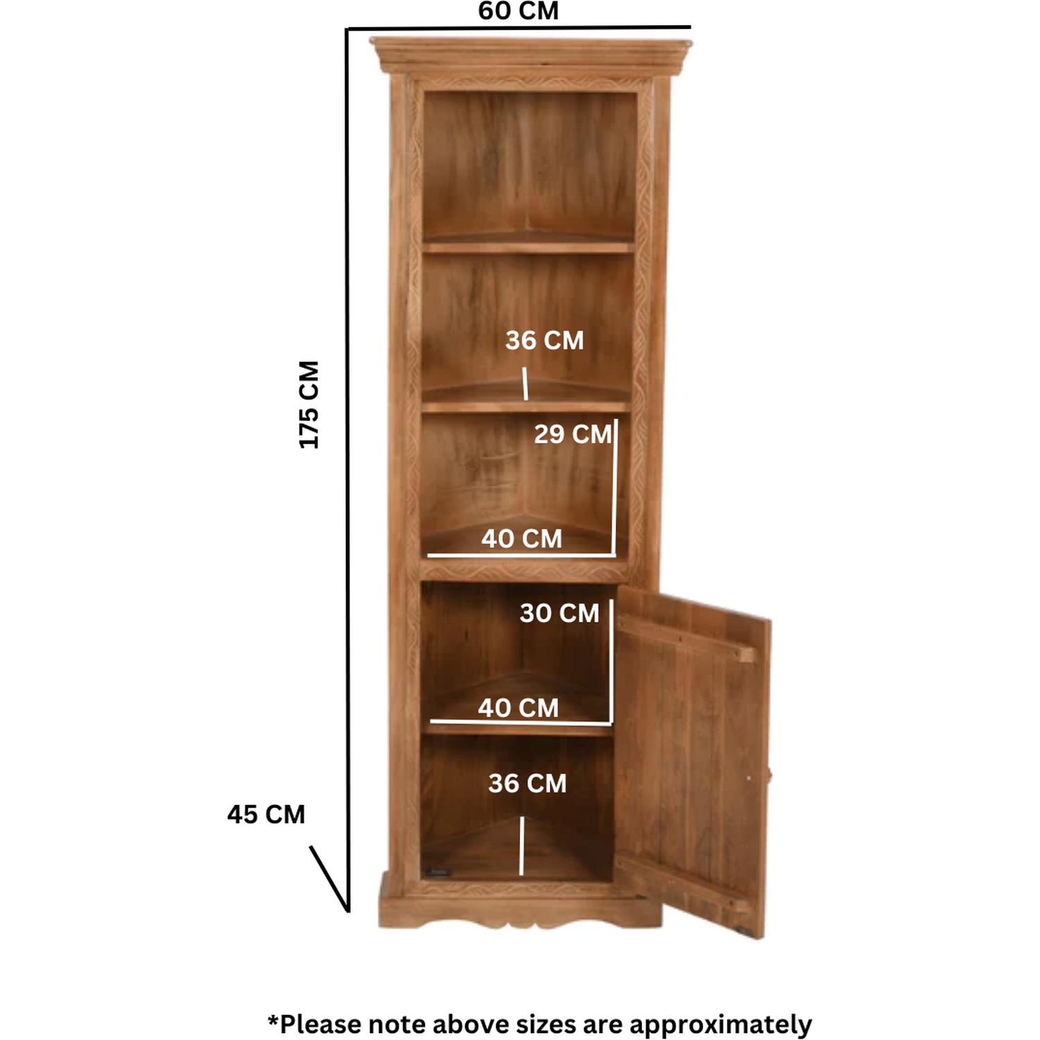 Artistry Mango Wood Corner Bookcase - Brown