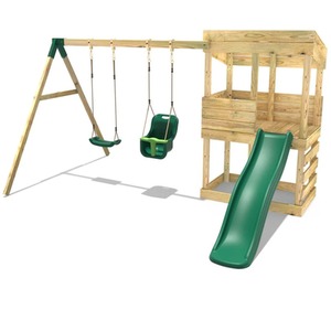 Redwood / 223cm Wooden Lookout Tower Playhouse with 6ft Slide shot 5044213