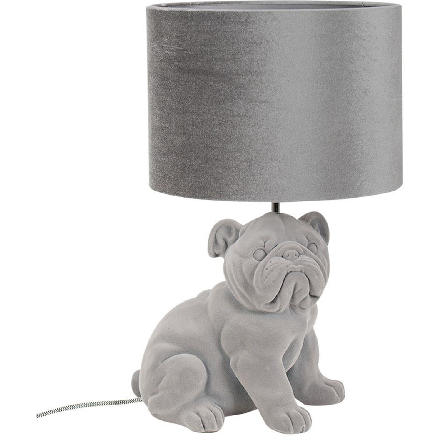 Billy Velvet Bulldog Table Lamp - Grey