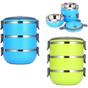 3 Compartment Stackable Stainless Steel Lunch Box
