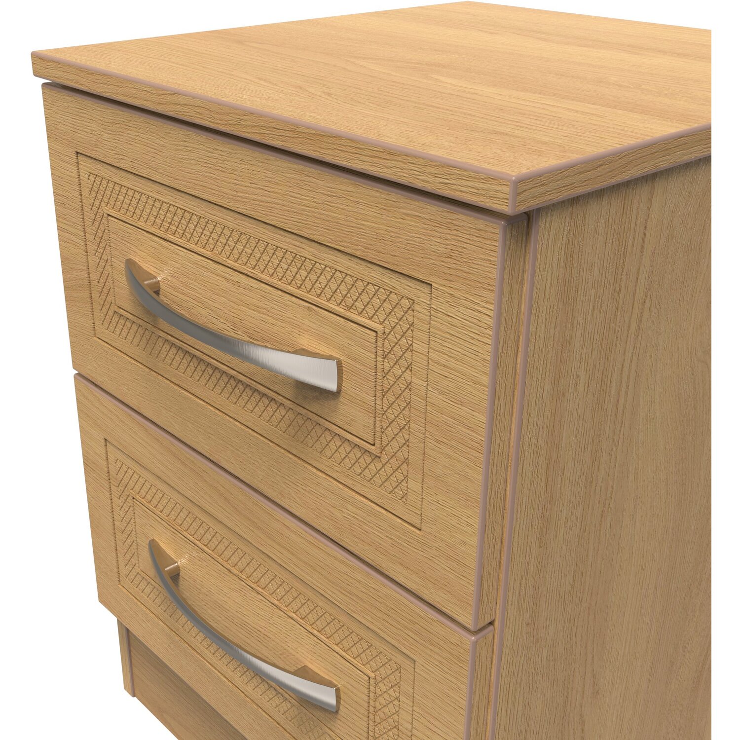 Dorset 2 Drawer Bedside Cabinet - Modern Oak
