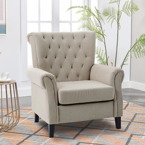 Tufted Upholstered Wingback Armchair