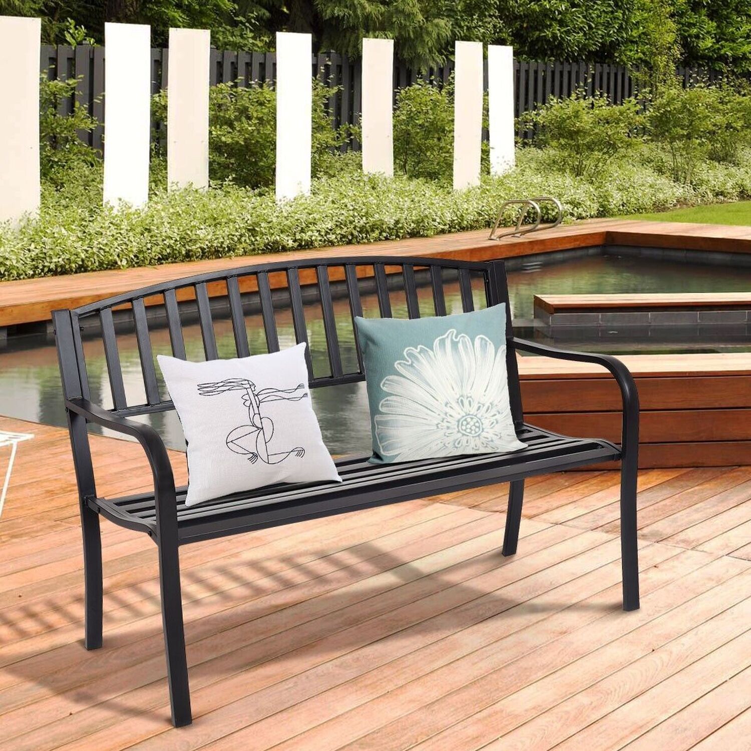 2-seater Garden Bench Loveseat Furniture - Black