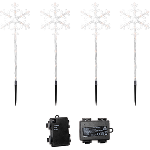 Set of 4 Light up Snowflake Christmas Path Lights with 64 LEDs