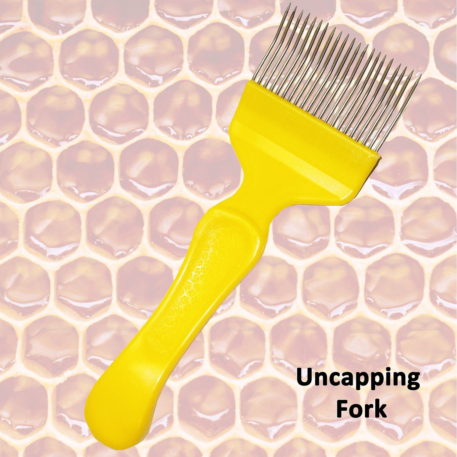 Beekeepers Metal Uncapping Fork Tool Beehive Beekeeping - Yellow