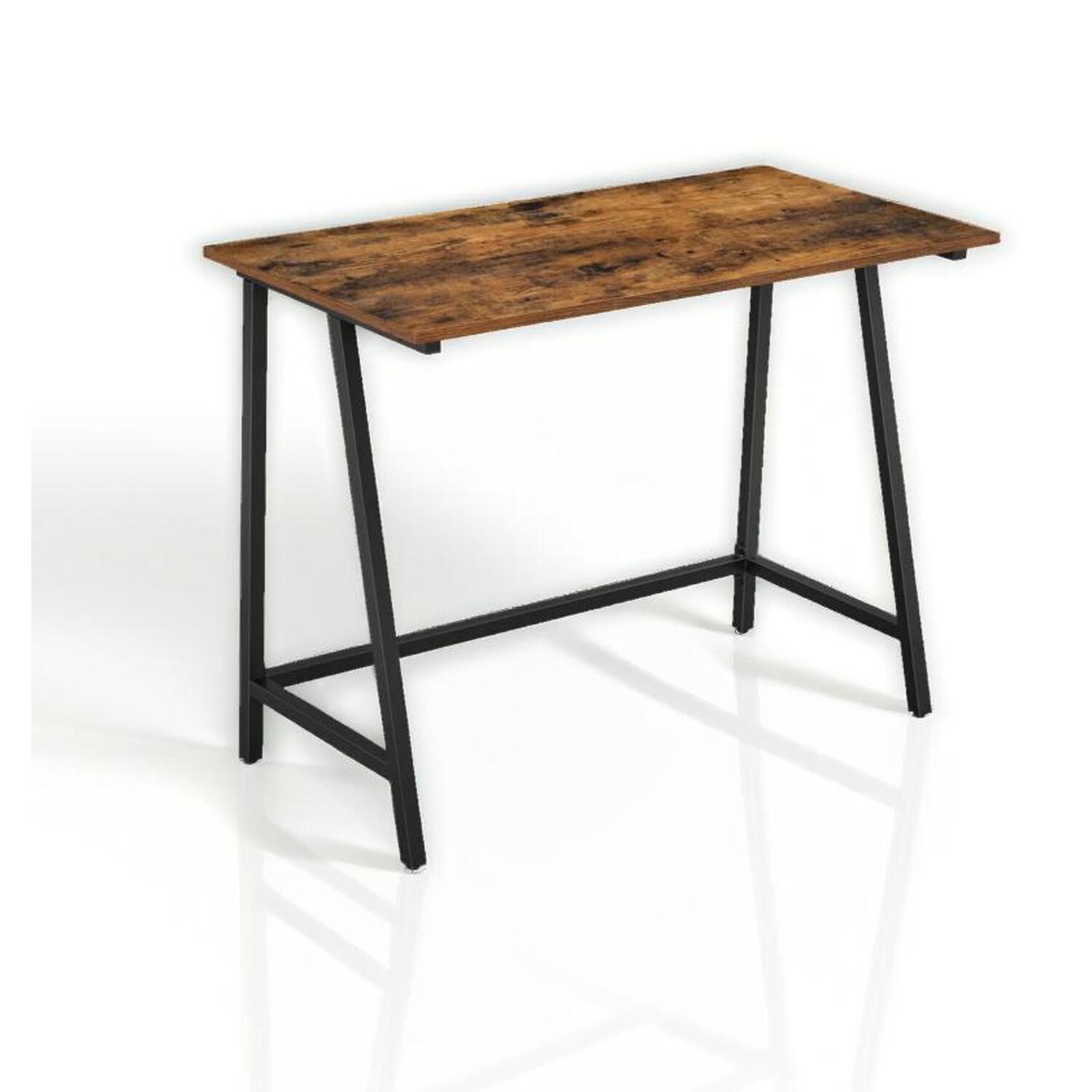 Industrial Computer Desk With Steel Frame - Brown