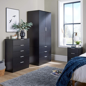 Black Home Source Phoenix 3 Drawer Bedside  shot 6115035