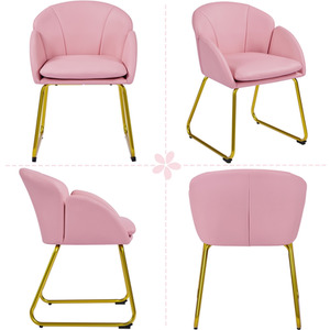 Simple Pink Yaheetech Flower Shape Vanity Chair Accent Chair shot 6213486