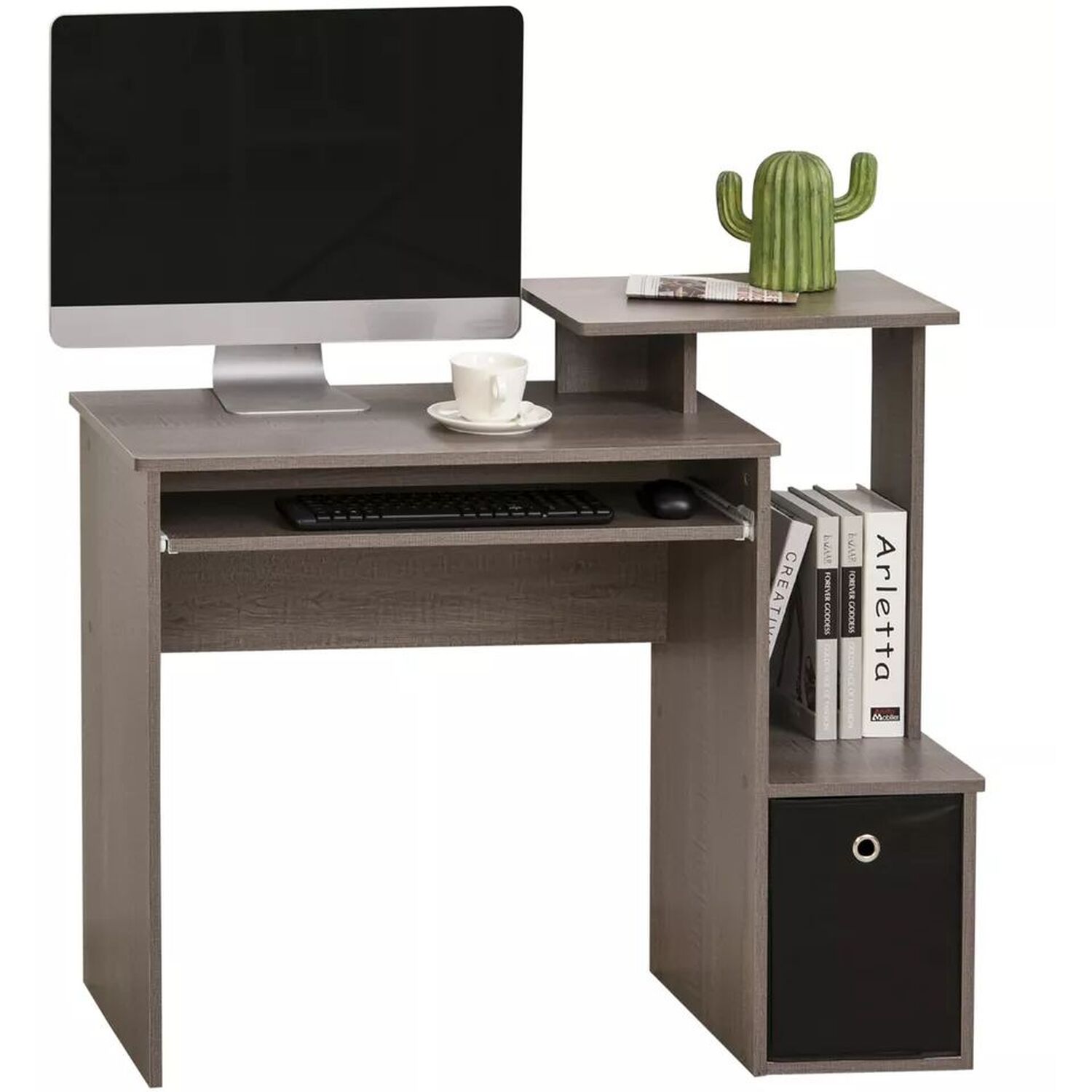 3 Level Small Home Office Desk - Grey