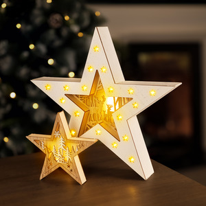 Christmas Wooden Double Star Scene Decoration
