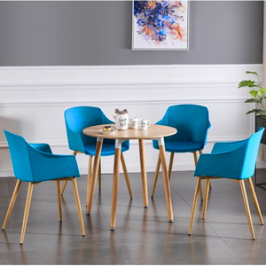 Blue Single Eden Plastic Dining Chair with Padded Leather Cushions for Dining Room shot 6829158