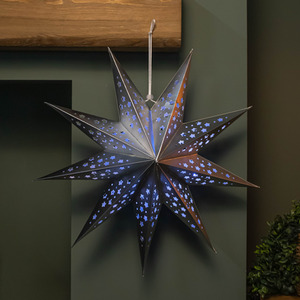 Light up Silver Origami Hanging Christmas Star with LEDs