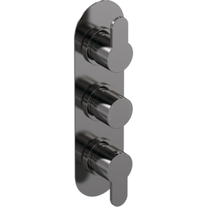 Concealed Triple Thermostatic Shower Valve Diverter 3 Outlets Grey