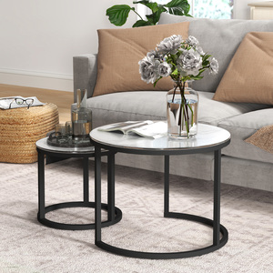 HOMCOM Two Pieces Round Nest of Coffee Tables