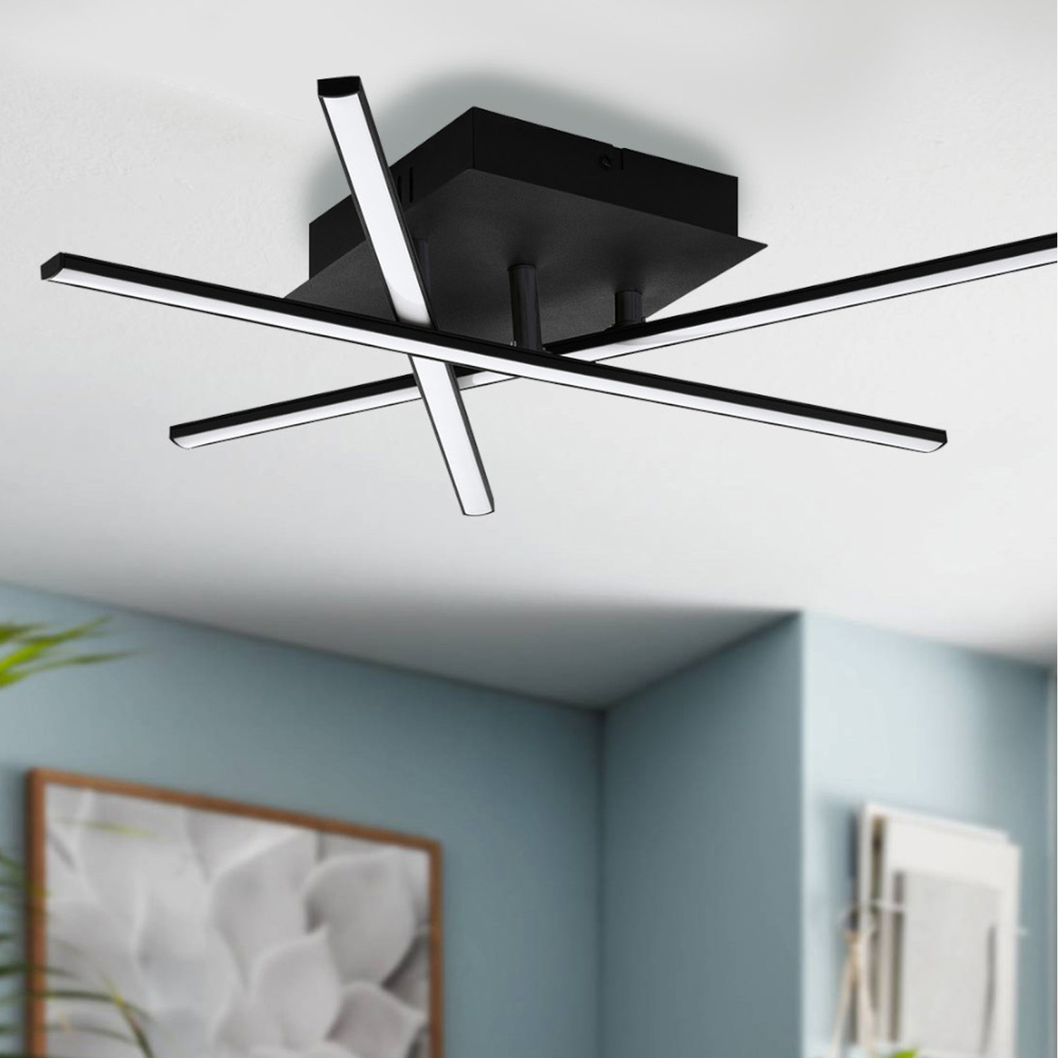 Eglo Lasana 3 LED Ceiling Light - Criss-Cross Black - Black