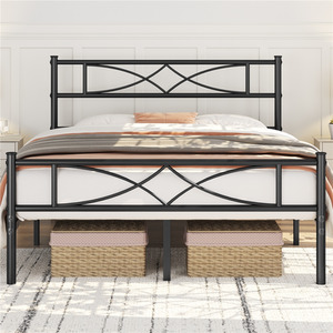 Black / Double Metal Bed Frame with Curved Design shot 7448991