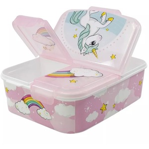 Official Licenced Unicorn 3-Compartment School Lunch Box