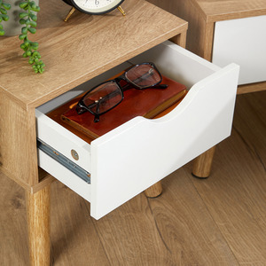 Oak & White Boden Pair 1 Drawer Bedside Table Storage Units shot 7637991