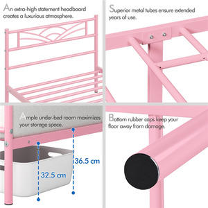 Pink / Single Metal Bed Frame with Cloud Design shot 7824629