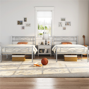 Silver / Single Metal Bed Frame with Cloud Design shot 7825215