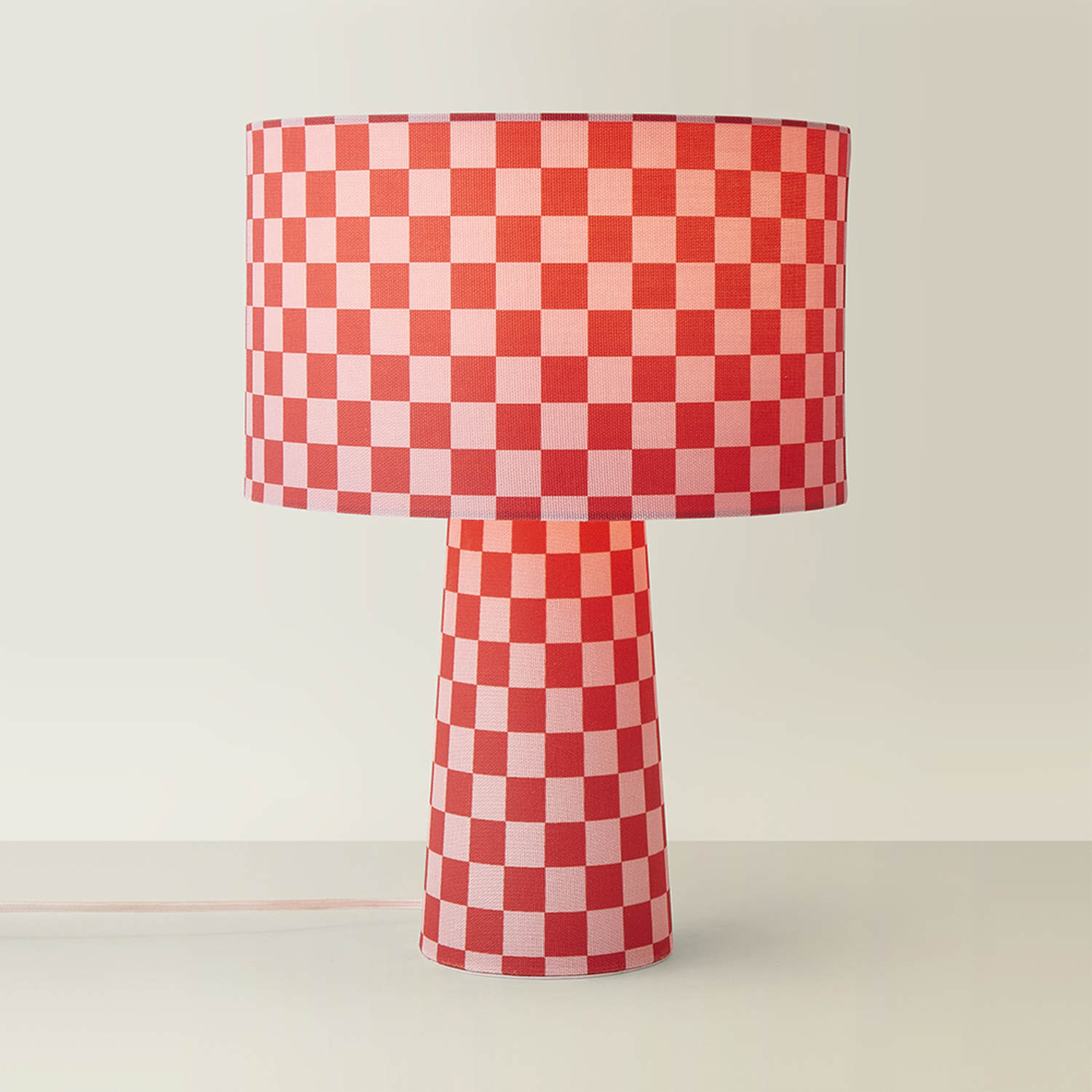 Image of Pritchard Checkerboard Fabric Table Lamp with&hellip;