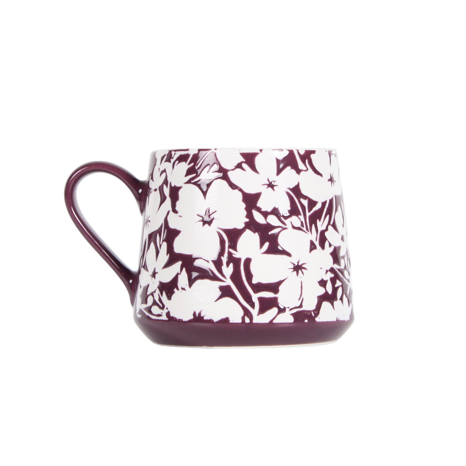 Image of Floral Stoneware Mug 400ml - Purple