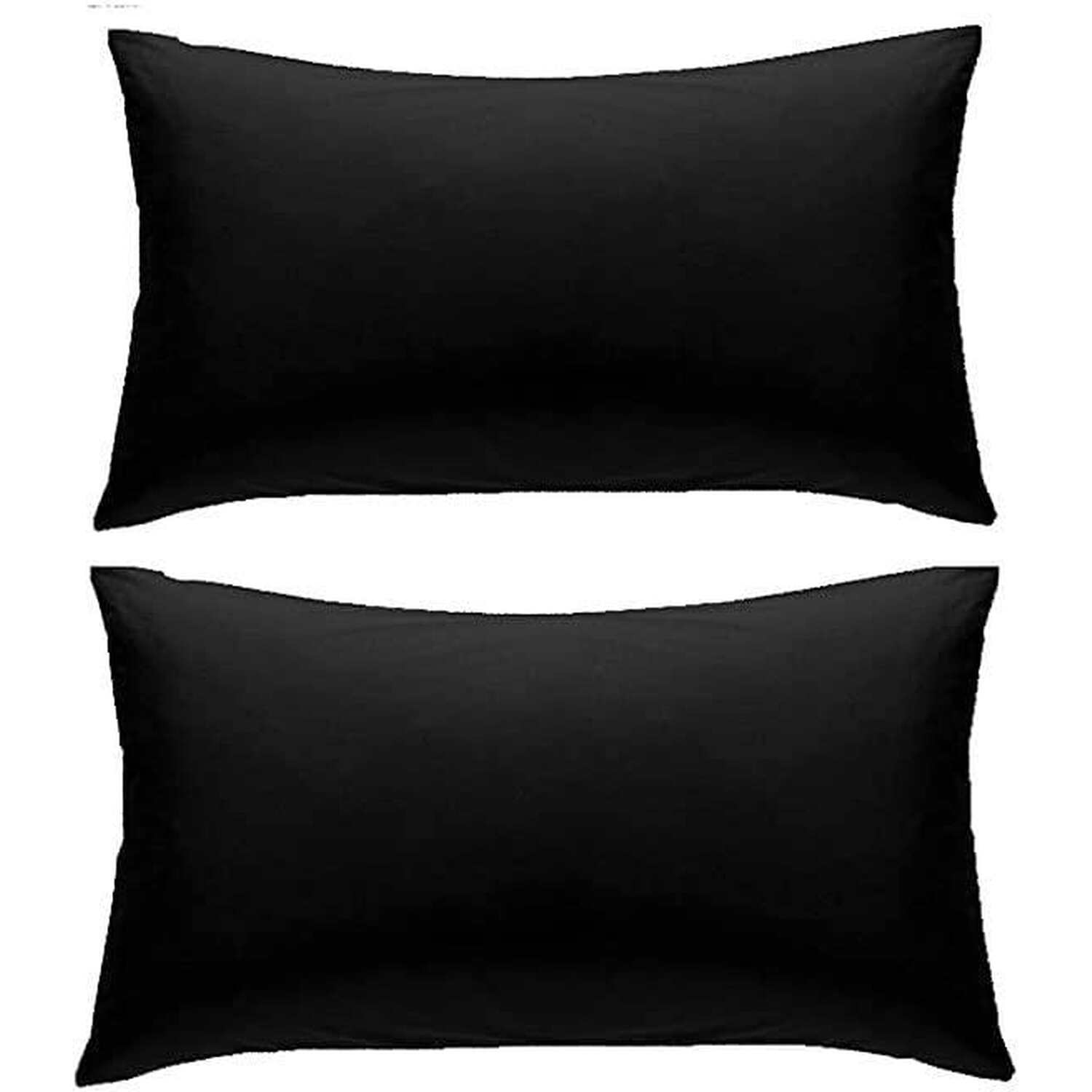 Percale Plain Pillowcase Pair - Black