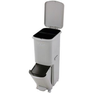 Livingandhome 2-Tier Dry Wet Separation Trash Bin with Dividers