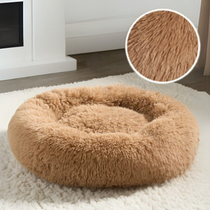 Pet Bed Fluffy Large Tan Donut
