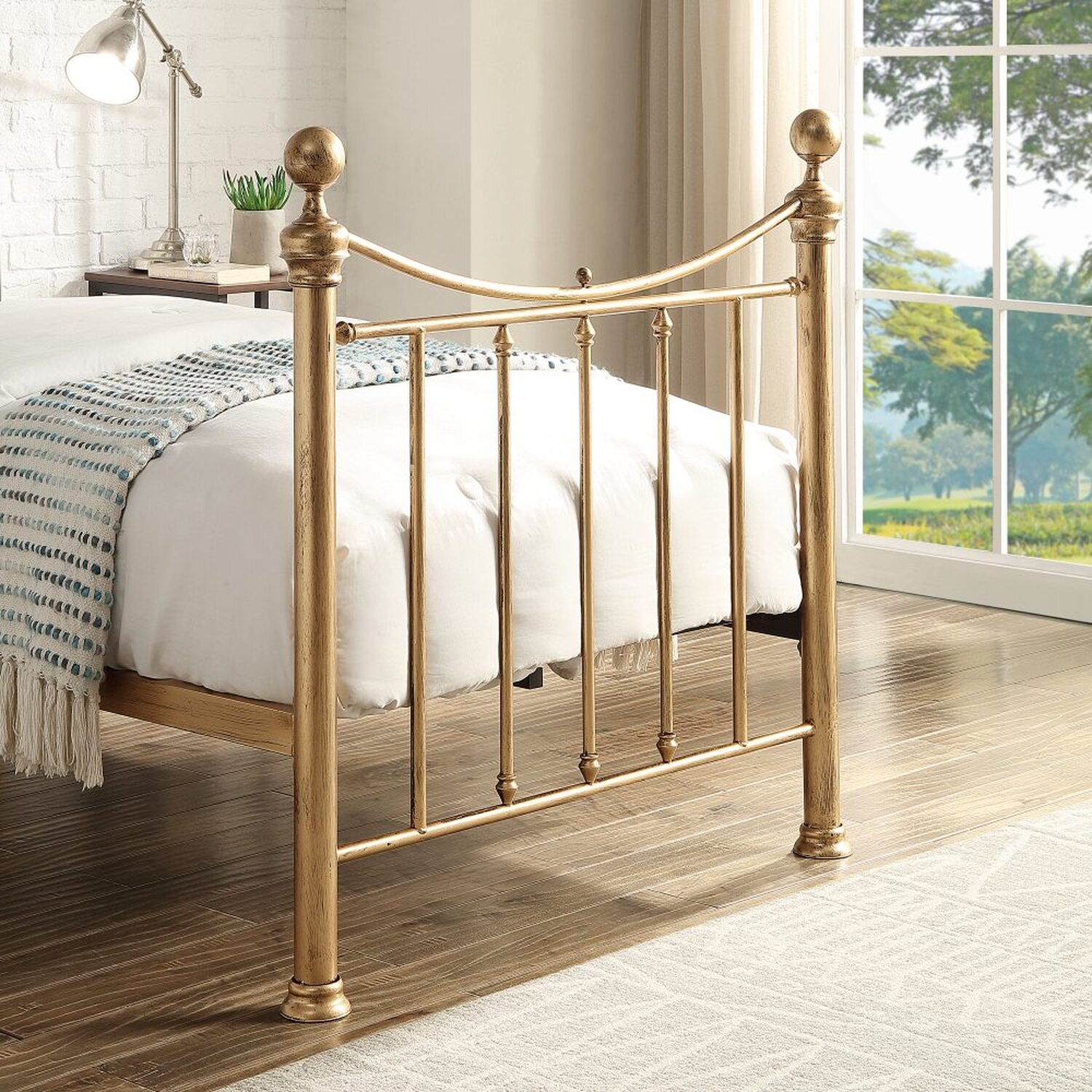 Hampstead Traditional Style Antique Brass Effect Metal Bed Frame - Antique Brass Single