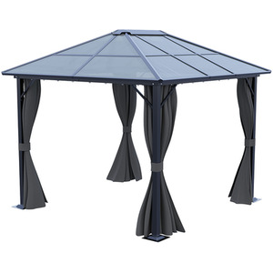 Metal Frame Hardtop Patio Gazebo with Curtains