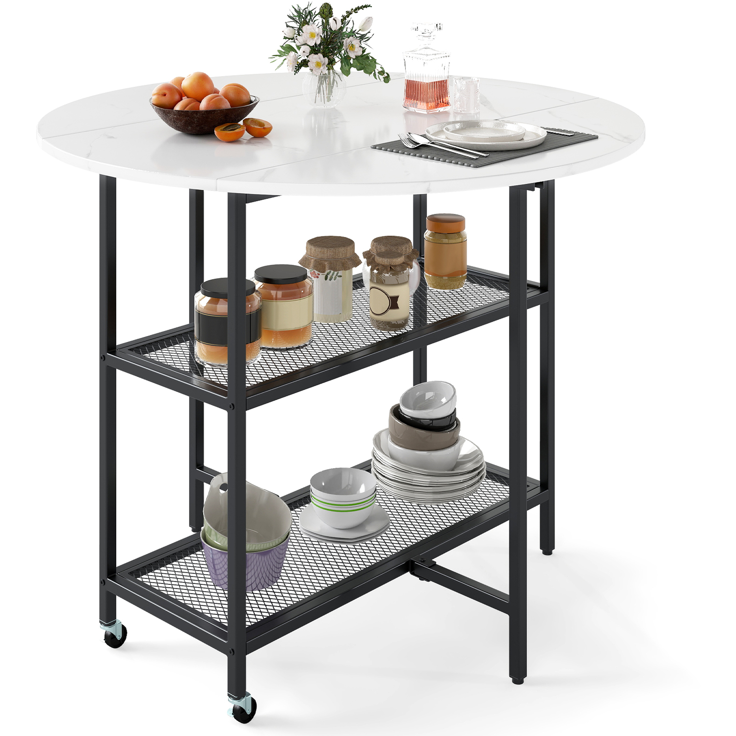 Round Kitchen Table Modern Dining Table - White