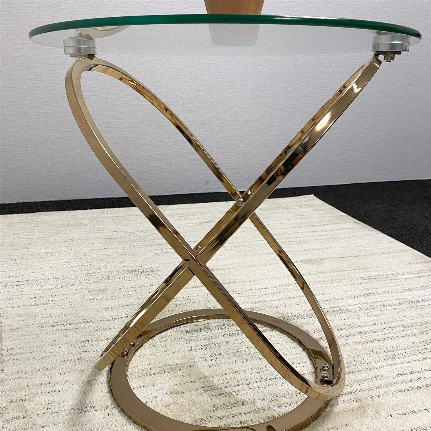 Glass Coffee Table With Chrome Frame - Gold