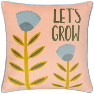 Lets Grow Piped Velvet Cushion 43 x 43cm
