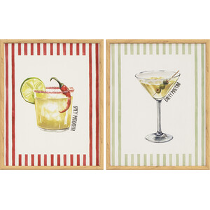 Trendy Striped Cocktail Framed Canvas