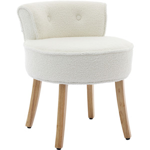 Teddy Upholstery Dressing Table Stool with Solid Wood Legs