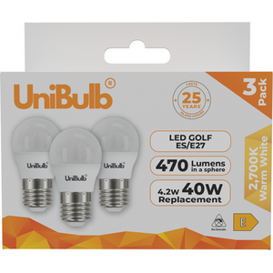 UniBulb LED Golf Ball E14 470lm 3000K Light Bulb
