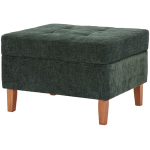 Chenille Storage Bench with Rubberwood Legs