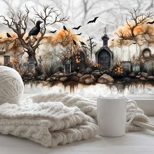 Spooky Graveyard Scene Halloween Window Cling