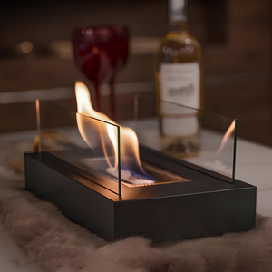 Tabletop Stainless Steel and Glass Fireplace Firepit