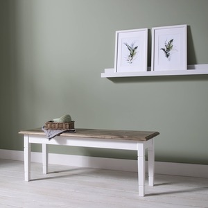 Canterbury Hallway Bench Entryway Medium in White and Dark Pine