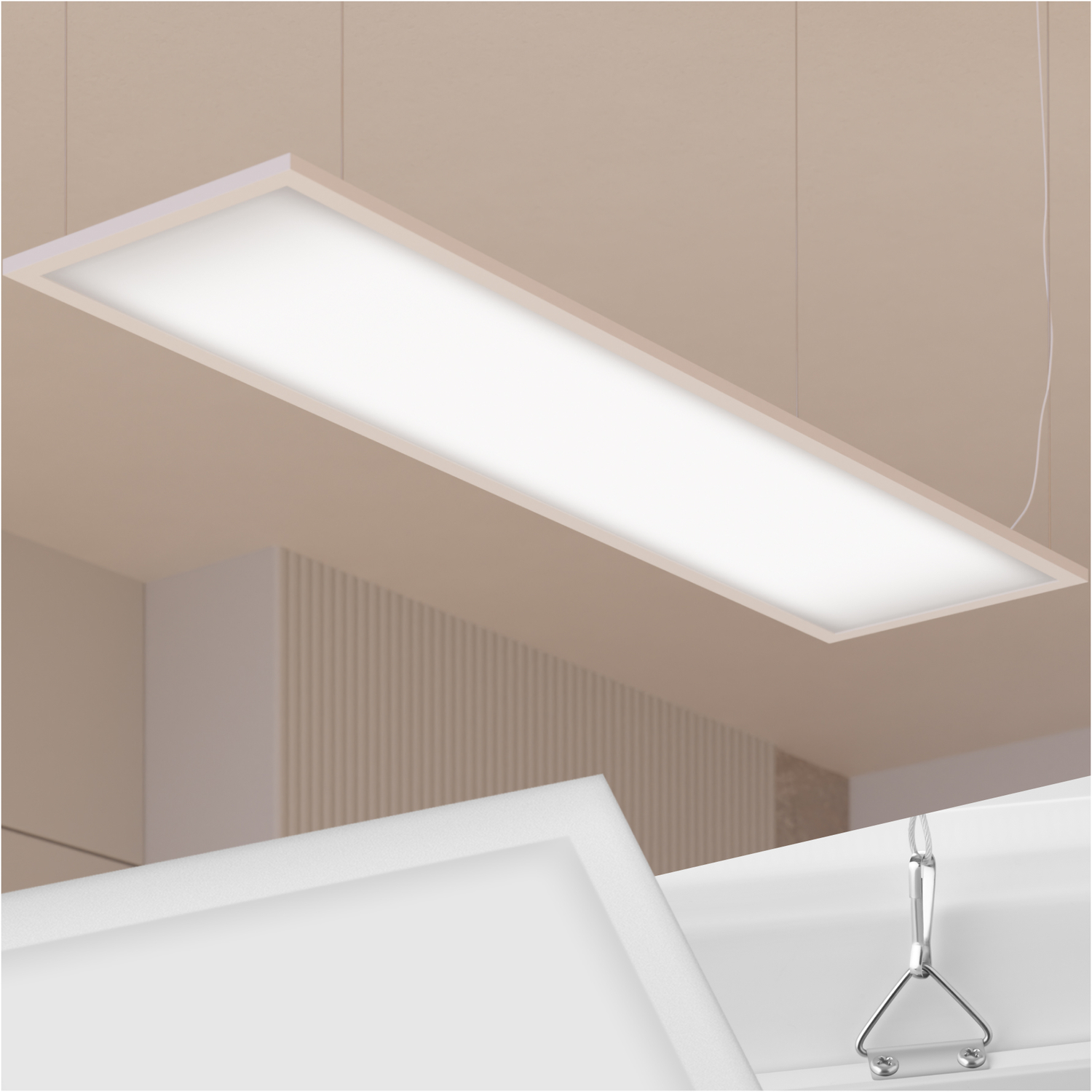 Led Panel Light Warm White Slim Ceiling Wall Mounting - White 119 5cm
