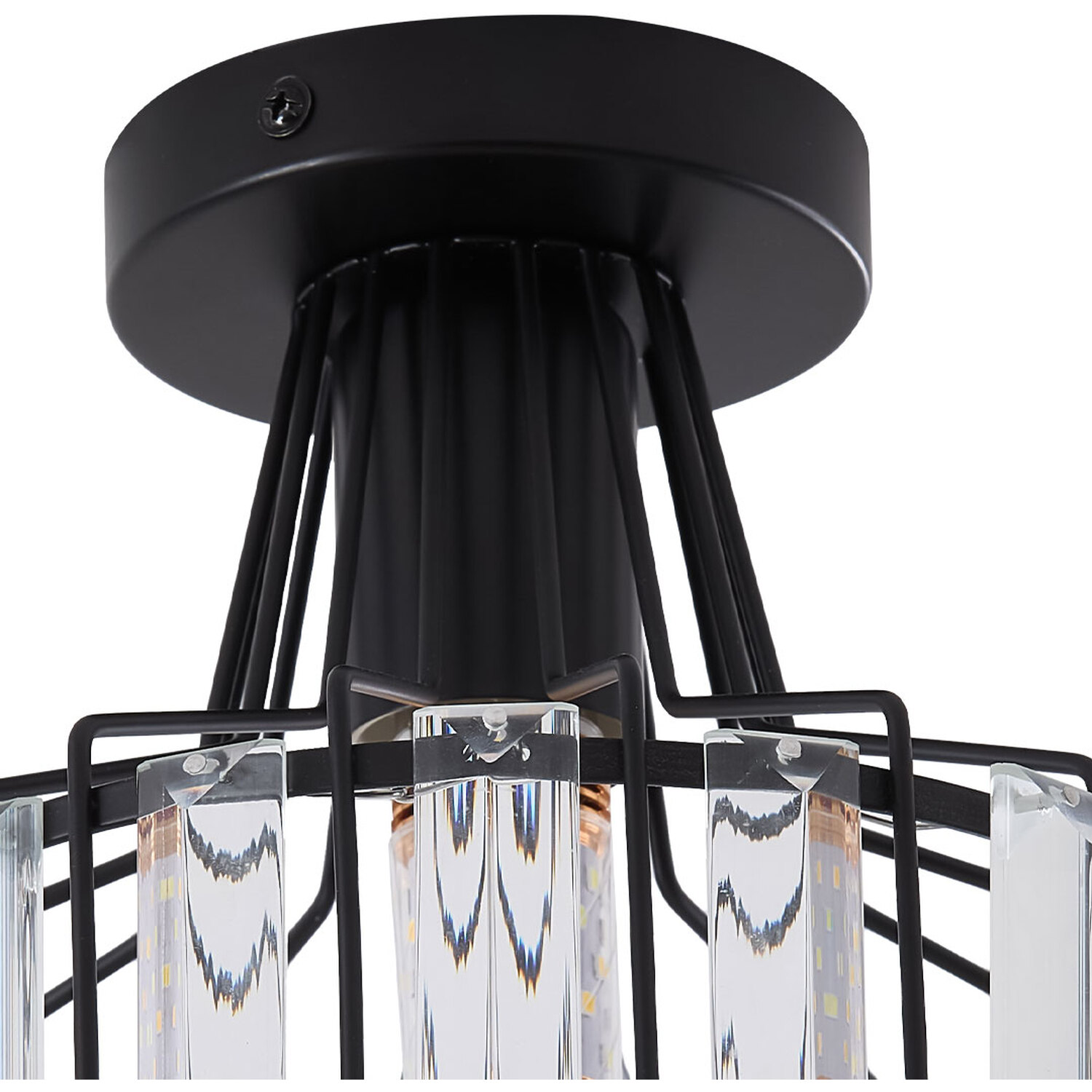 Livingandhome E27 Stylish Crystal Ceiling Light - Black