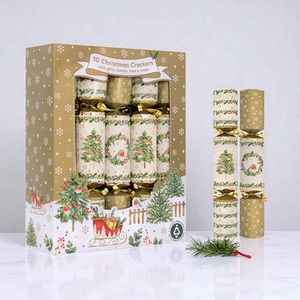 10 Traditional Christmas Crackers Robin Tree Wreath Dinner 12Inch