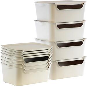 Storage Boxes with Lids Set of 4 Stackable for Home Organisation