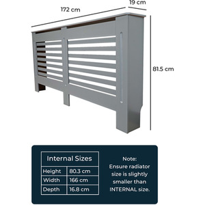 Matt Grey / 152cm Horizonal Slatted Radiator Cover shot 11273944