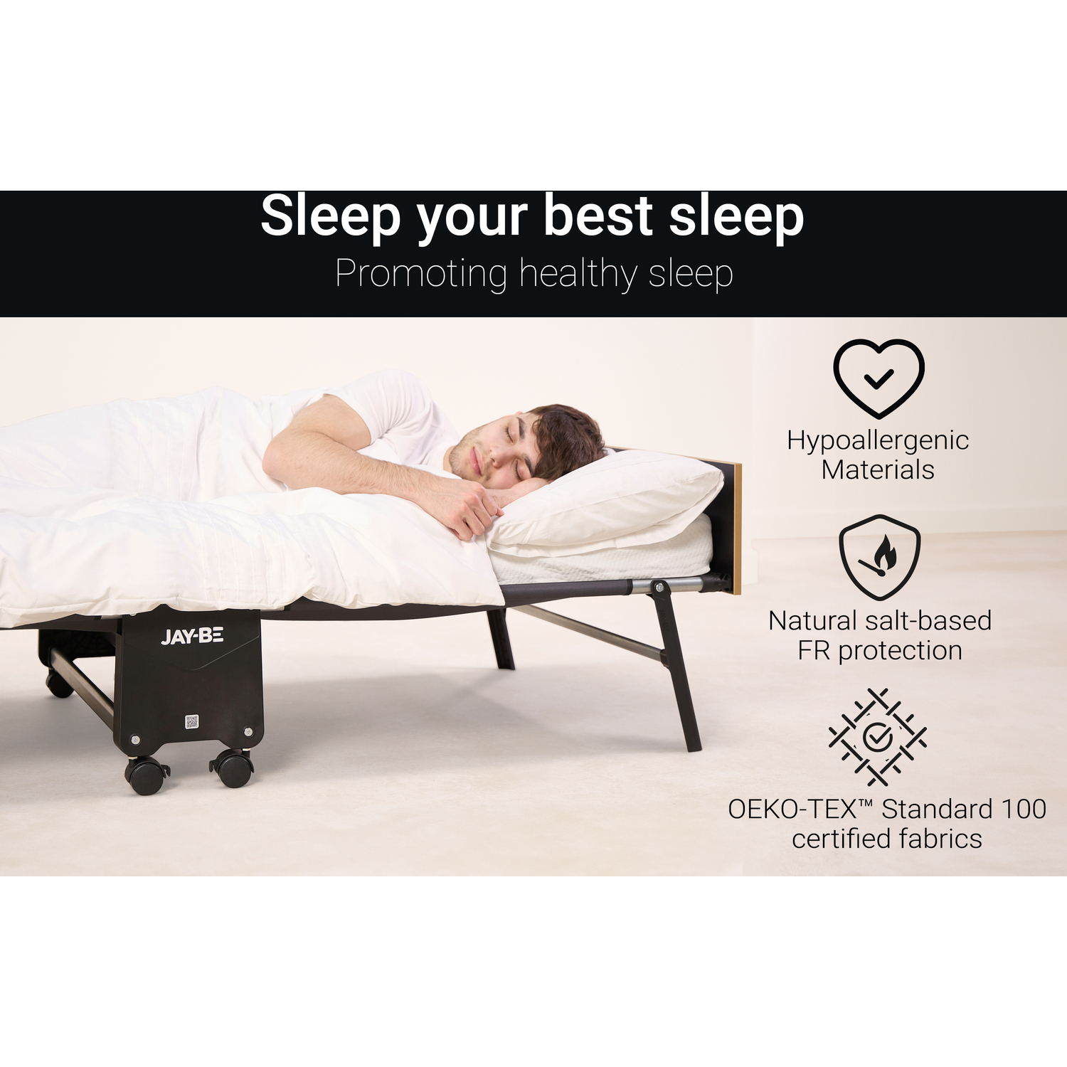 Jay-be Re80 Rollaway Folding Bed With E-fibre Mattress - Black