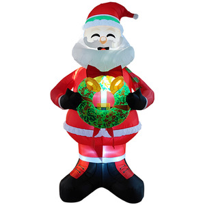2.4m Lighted Christmas Inflatable Santa with Wreath