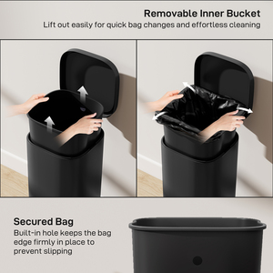 HOMCOM 30L Kitchen Bin with Soft-Close and Stay-Open Lid 851-064V00BK